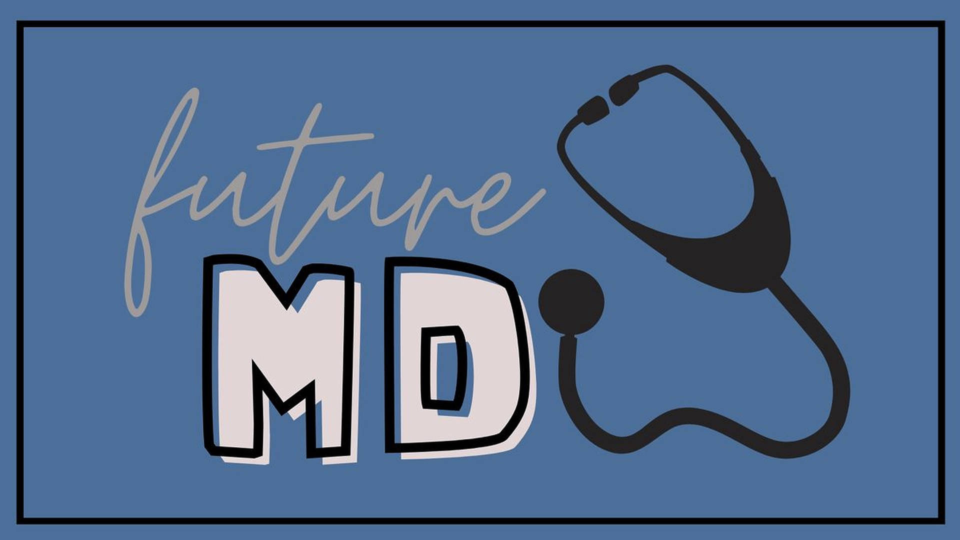 藍色背景上帶有聽診器圖形的Future MD文字 — 醫生 GIF 壁紙