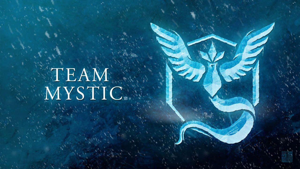 藍色背景上的 Team Mystic 標誌 壁紙
