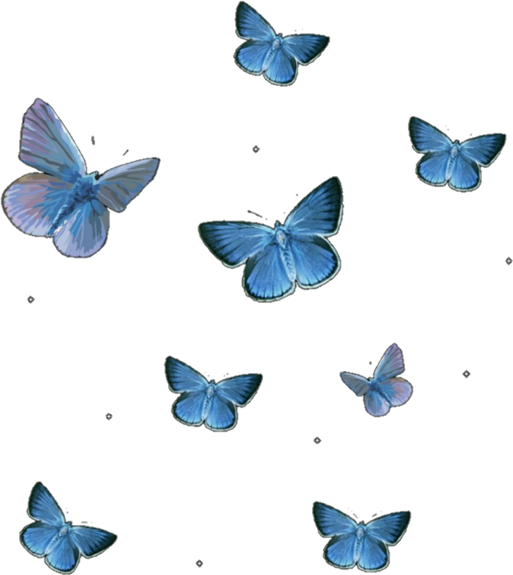 flying butterfly 桌布 壁紙 — 藍色蝴蝶帶有發光邊緣，在繁星點點的黑色夜空下翩翩起舞。