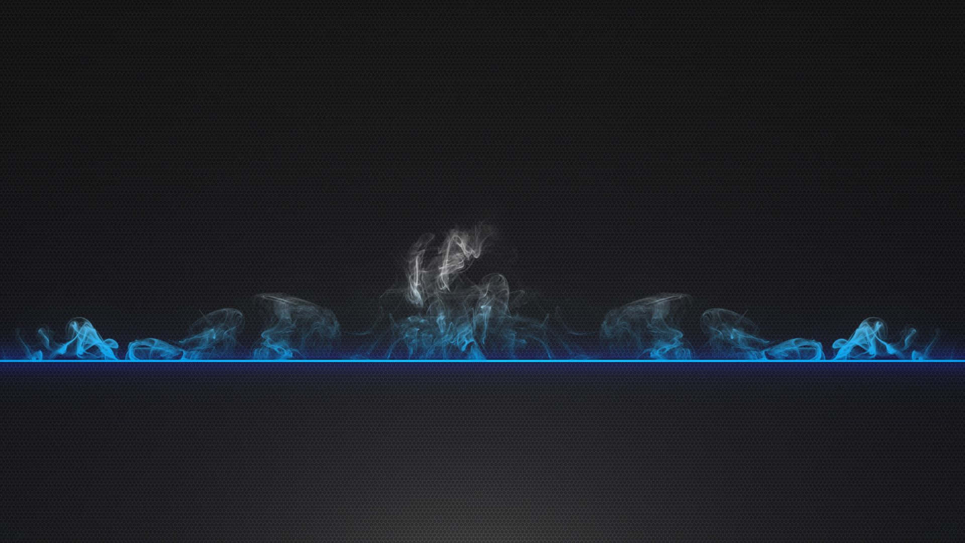 Banner 桌布 壁紙 — 藍色電煙沿著發光線條在深色紋理背景上流動。