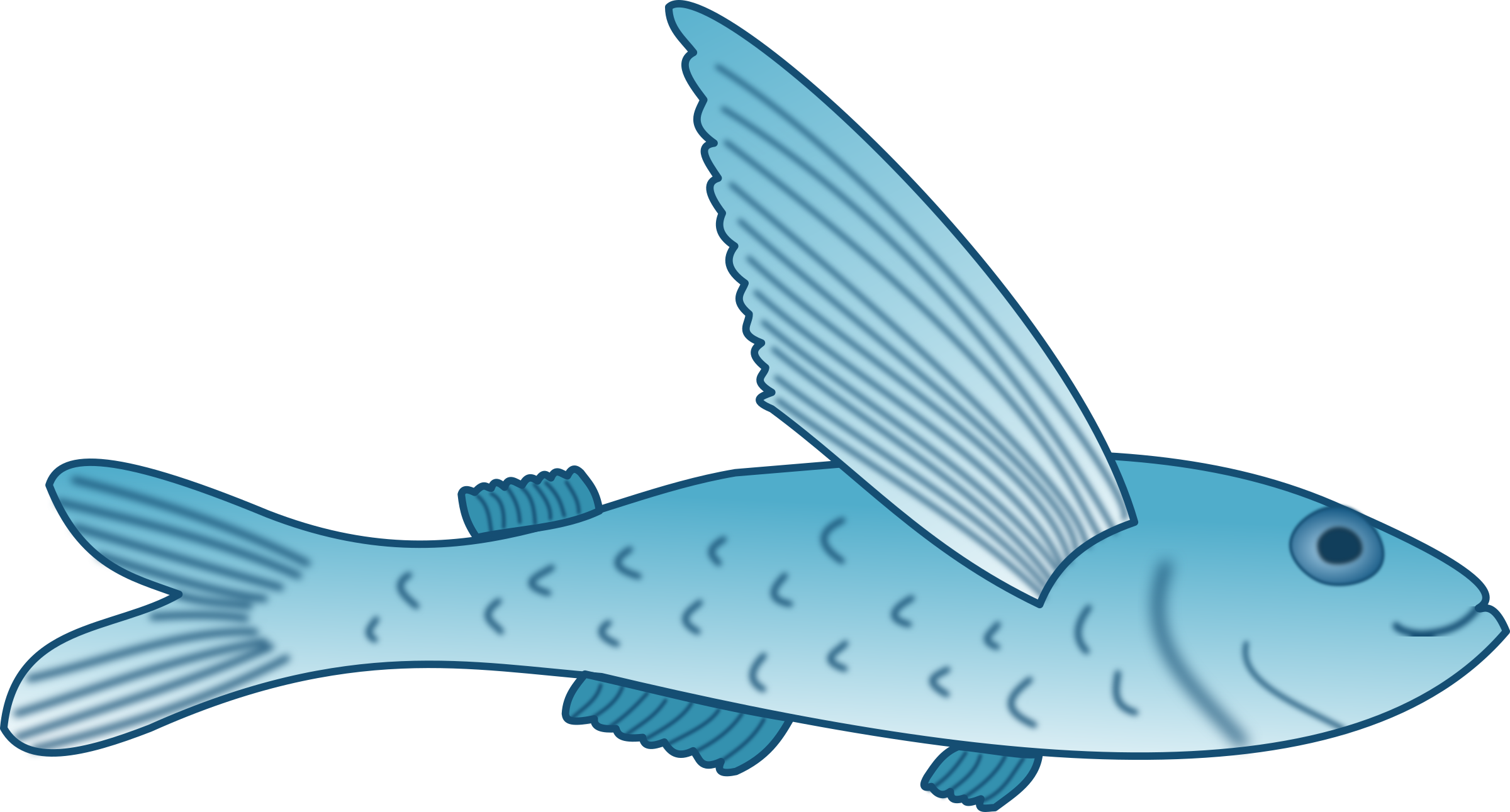 藍色魚類卡通插圖 壁紙