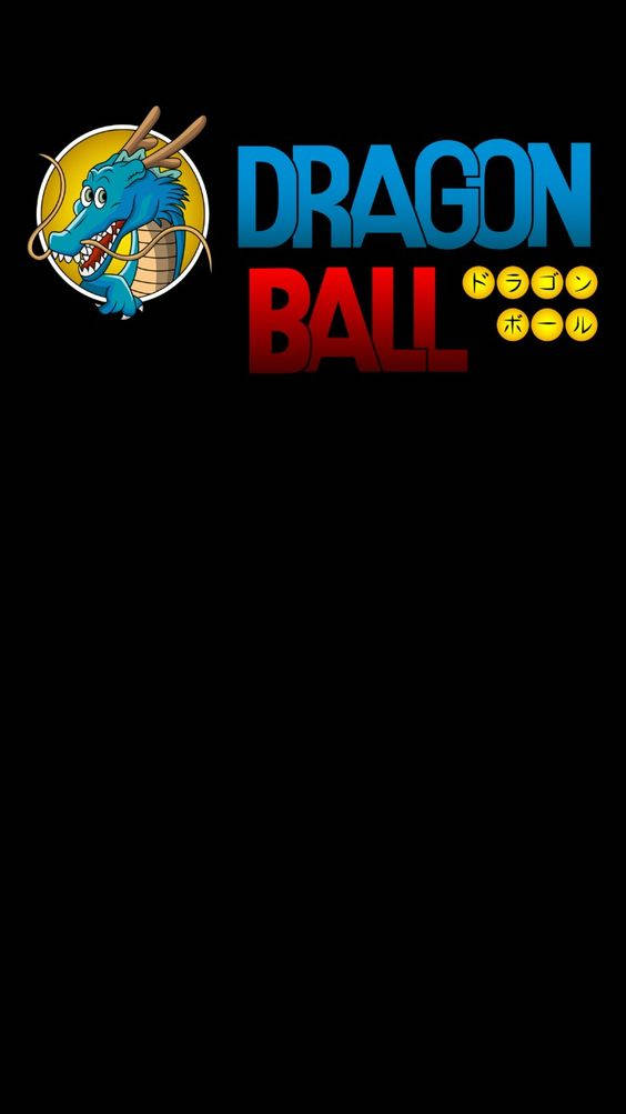 龍珠 桌布 壁紙 — 藍色龍標誌和藍色紅色的粗體Dragon Ball文字在黑色背景上。