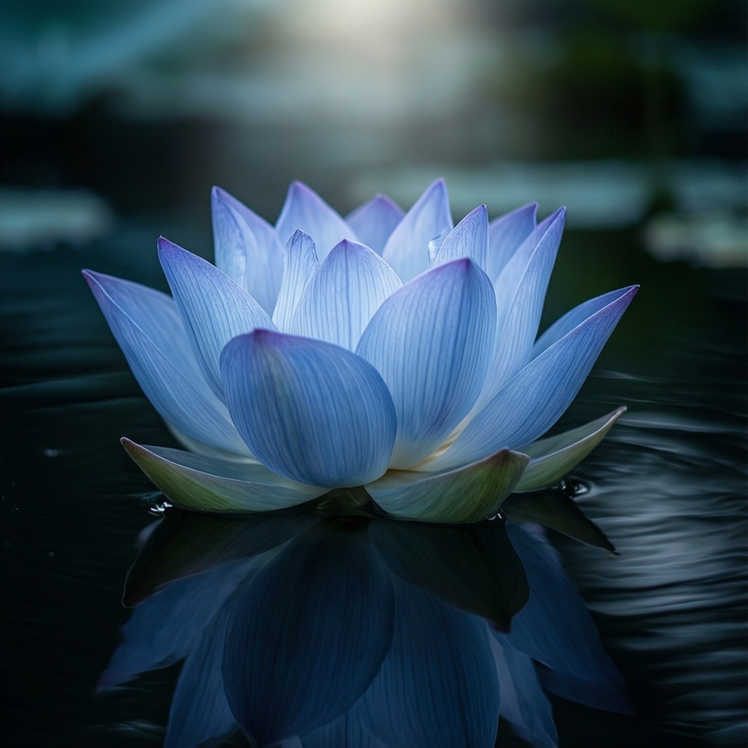 藍蓮花水面倒影 壁紙