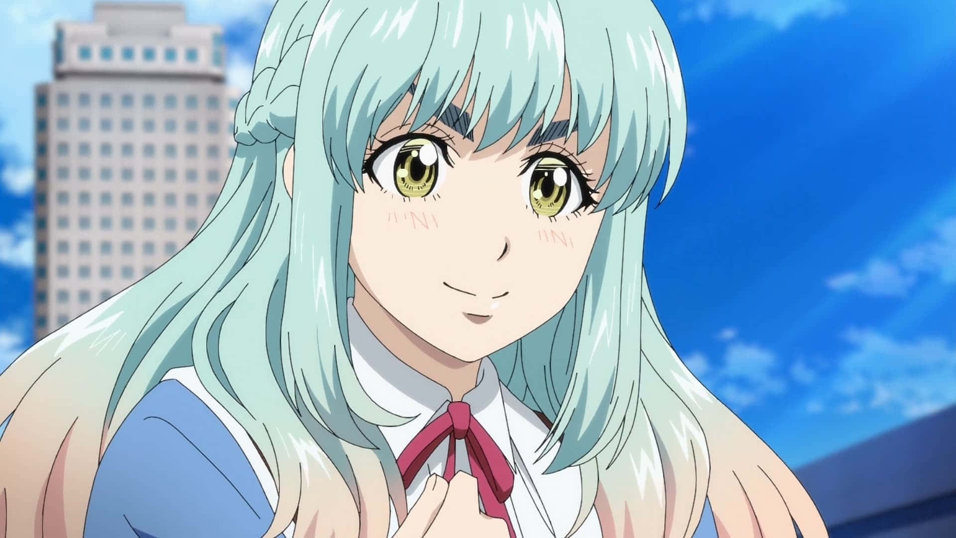 藍髮女孩與領帶 壁紙