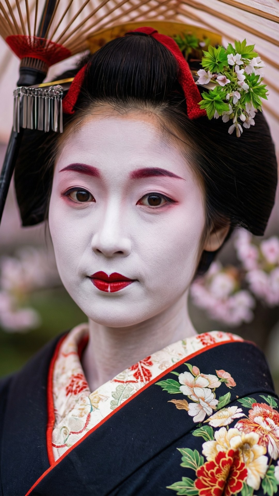 藝伎與櫻花的藝術肖像