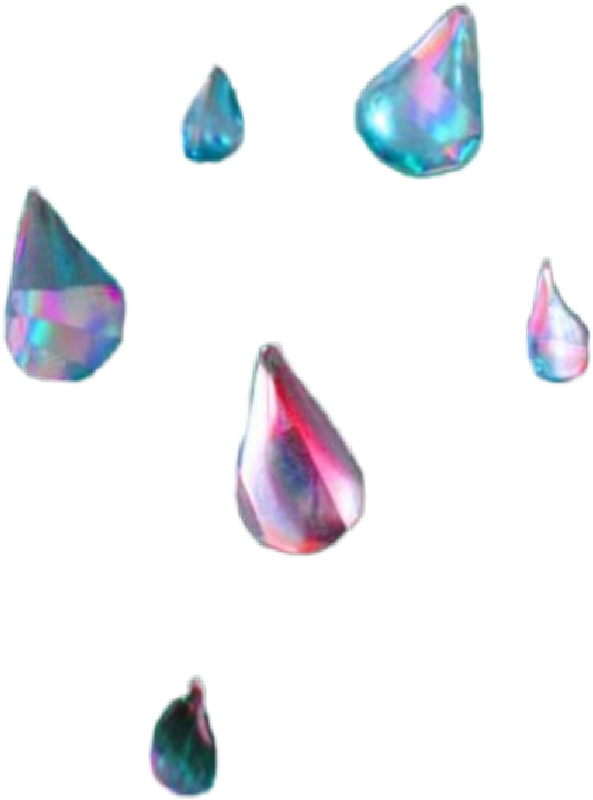 Clip Art 桌布 壁紙 — 虹彩色的淚滴形狀漂浮在純黑背景上，閃爍著變幻的彩虹色調。