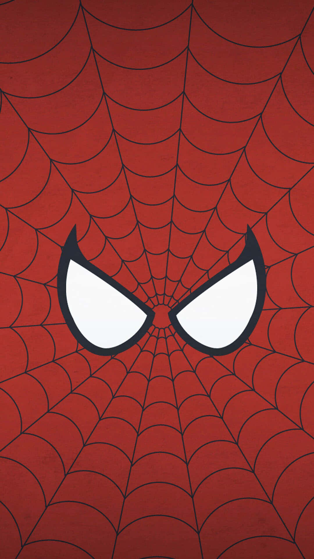 Spider Man Logo 桌布 壁紙 — 蜘蛛人標誌性紅色戰衣的特寫，帶有黑色蜘蛛網圖案和白色眼罩。