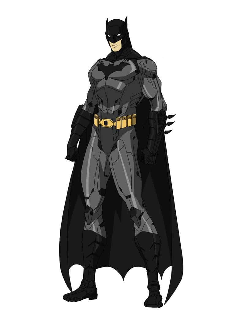 Batman The New 52 桌布 壁紙 — 蝙蝠俠身穿全副裝甲，披風飄揚，站在純白背景前。