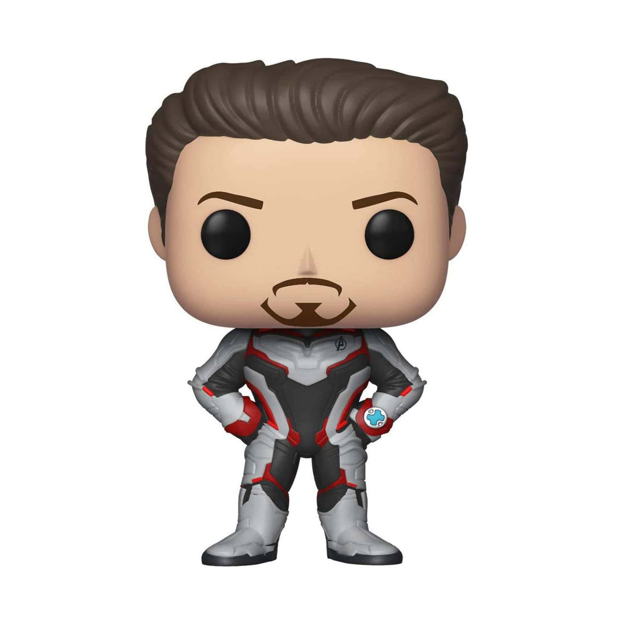 Iron Man Pop Figures 桌布 壁紙 — 蟻人的Funko Pop人偶身穿白色、紅色和黑色戰衣，雙手叉腰，自信地站在純白色背景前。