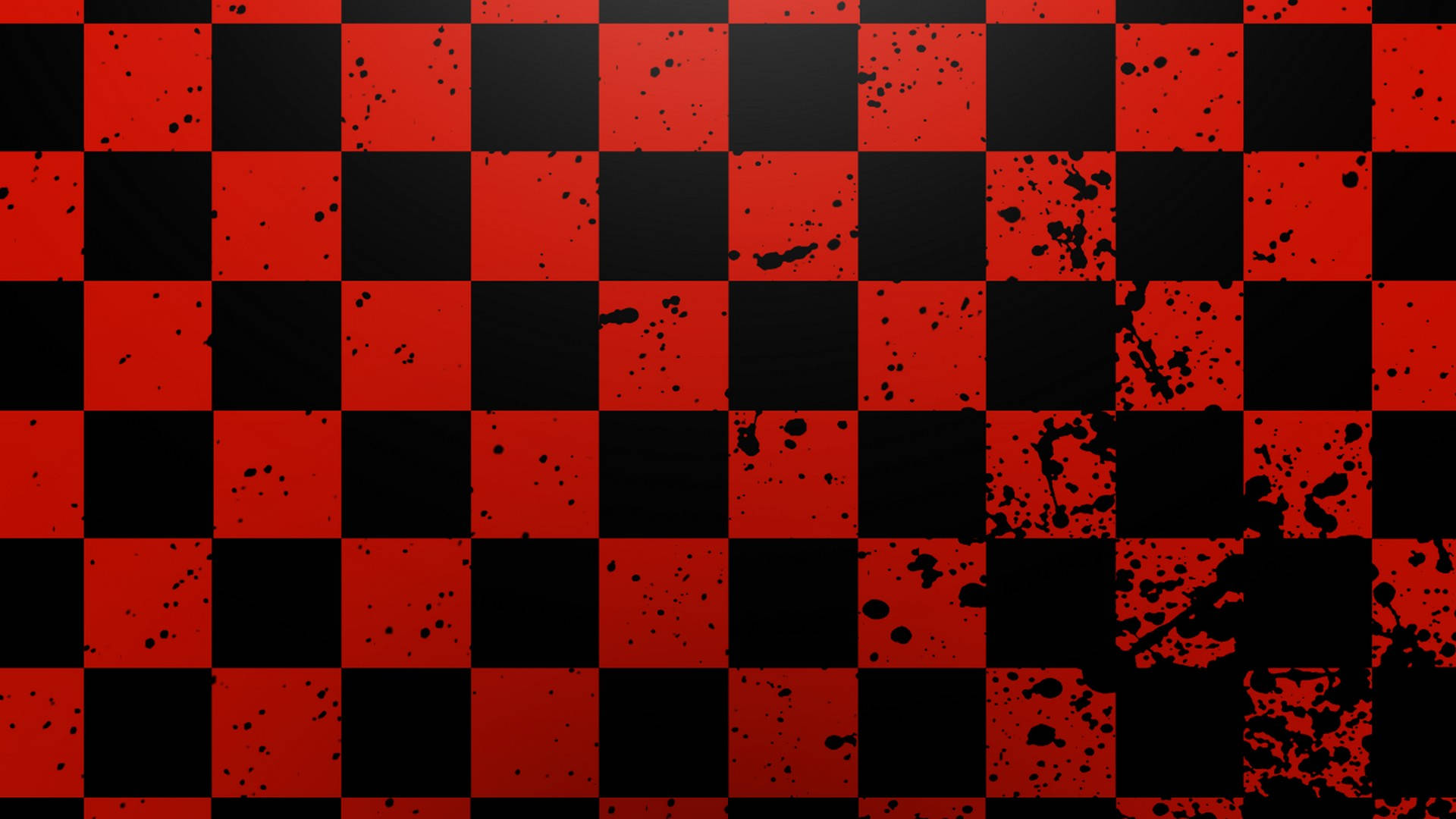 Black And Red 桌布 壁紙 — 表面帶有墨水飛濺的醒目紅黑棋盤格圖案。