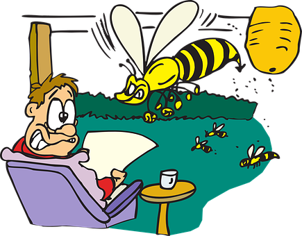 被蜜蜂困擾的男子卡通 壁紙