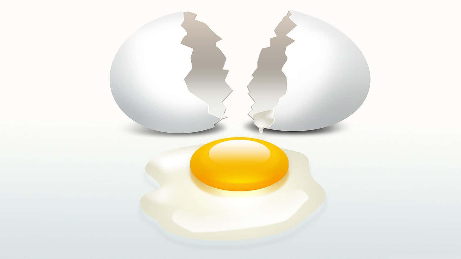 Eggs 桌布 壁紙 — 裂開的白色蛋殼在柔和漸變背景上露出鮮黃色的蛋黃和半透明的蛋白。