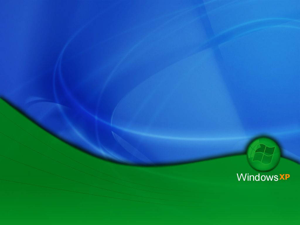 Xp 桌布 壁紙 — 角落有Windows XP標誌的動態藍綠色抽象漩渦。