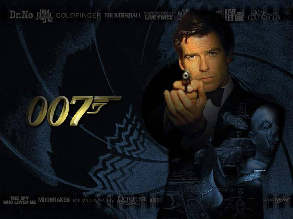 Bond 桌布 壁紙 — 詹姆士·龐德在帶有007標誌和電影名稱的黑暗背景下，專注地瞄準手槍。
