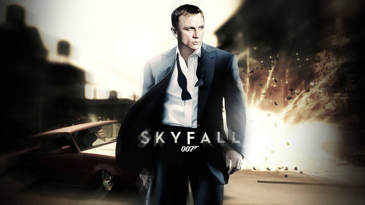 Bond 桌布 壁紙 — 詹姆士·龐德自信地穿著西裝站立，身後發生爆炸，附近有一輛老爺車。