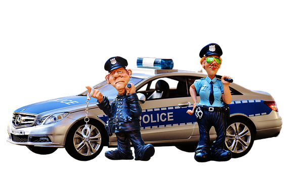 警車與公仔展示 壁紙