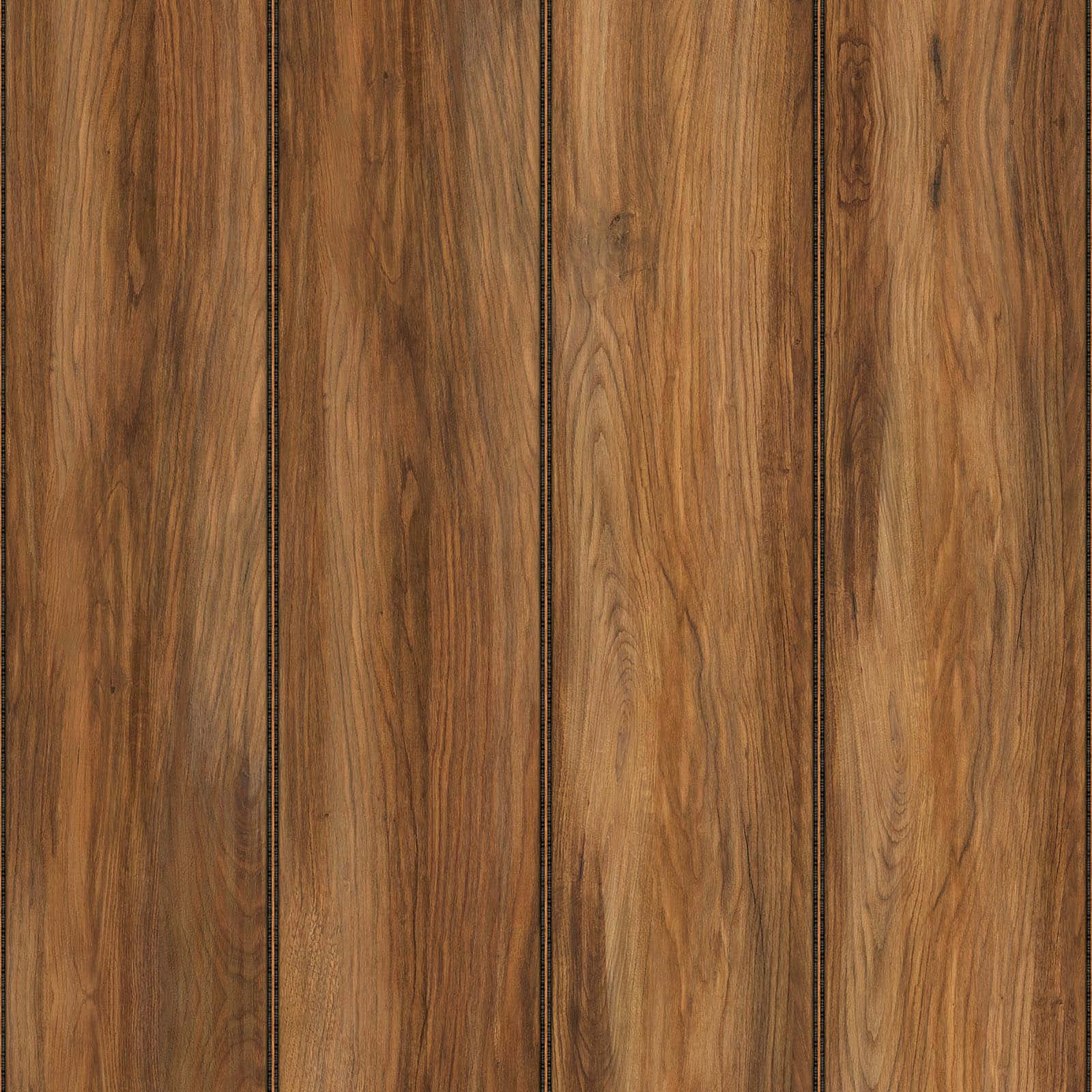 Wood Panel 桌布 壁紙 — 豐富的棕色木板帶有天然木紋圖案和深色垂直接縫，營造出溫暖的鄉村質感。