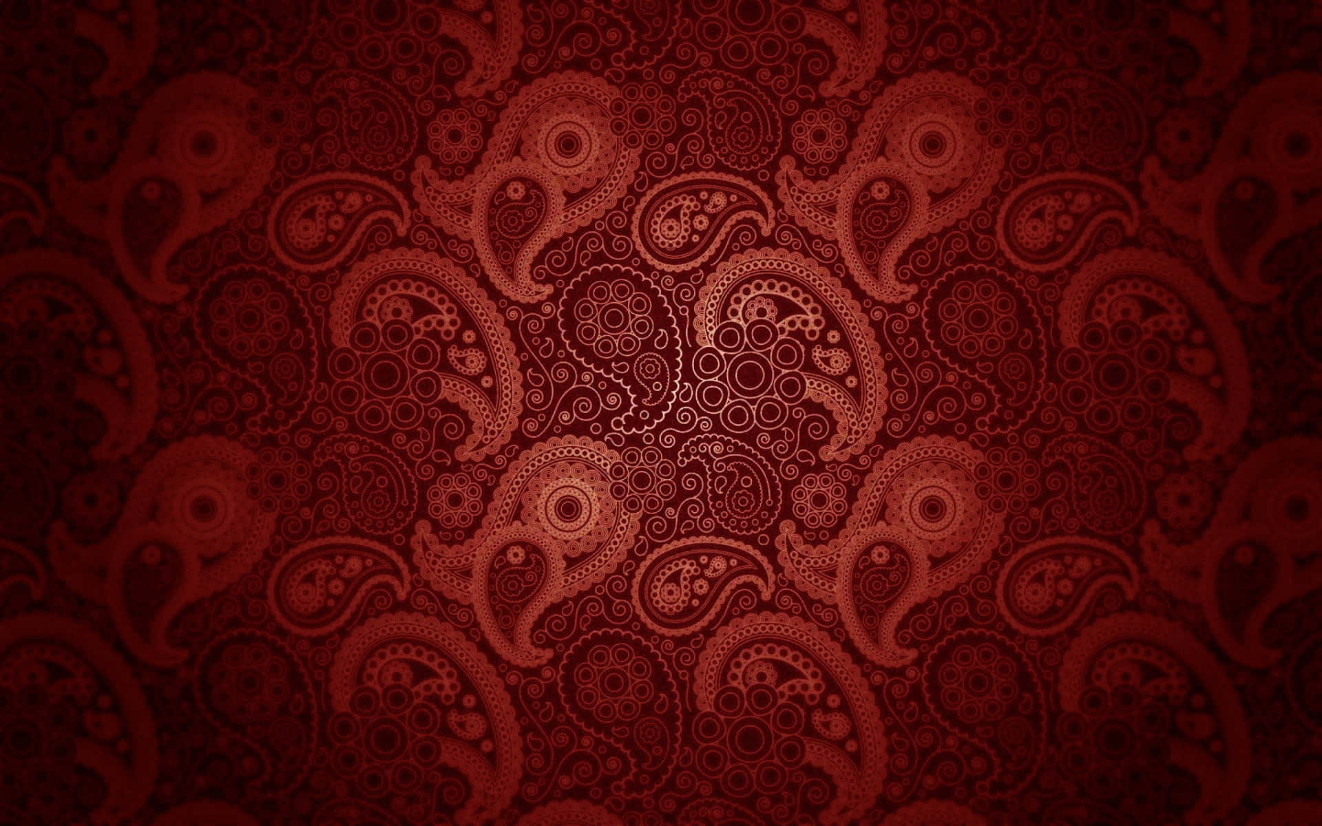 紅色佩斯利圖案壁紙，帶有發光的複雜設計。 — 1920x1200 GIF 壁紙
