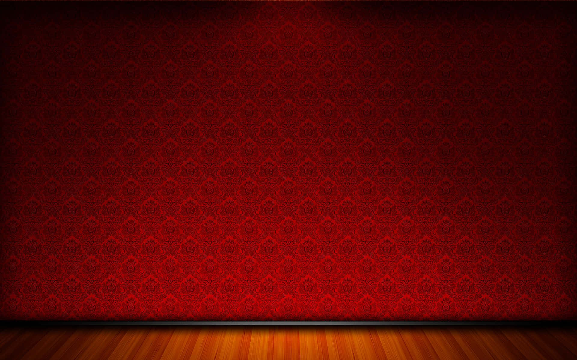 theatre 桌布 壁紙 — 豐富的紅色錦緞壁紙，在溫暖的木地板上方帶有微妙的漸變燈光。