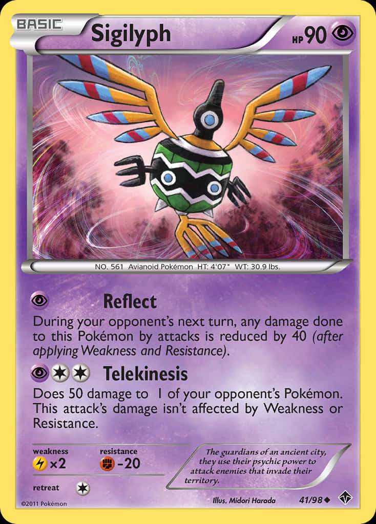 Pokémon 手機 桌布 壁紙 — 象徵鳥，一隻色彩繽紛、帶有條紋翅膀的鳥類寶可夢，在旋轉的粉紅和紫色宇宙背景中懸浮。