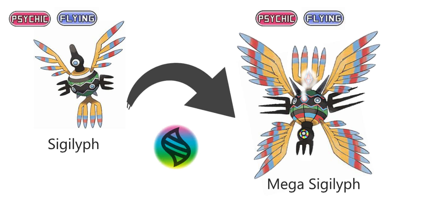寶可夢 桌布 壁紙 — 象徵鳥的Mega進化，來自寶可夢，展示核心發光及翅膀擴展的轉變。