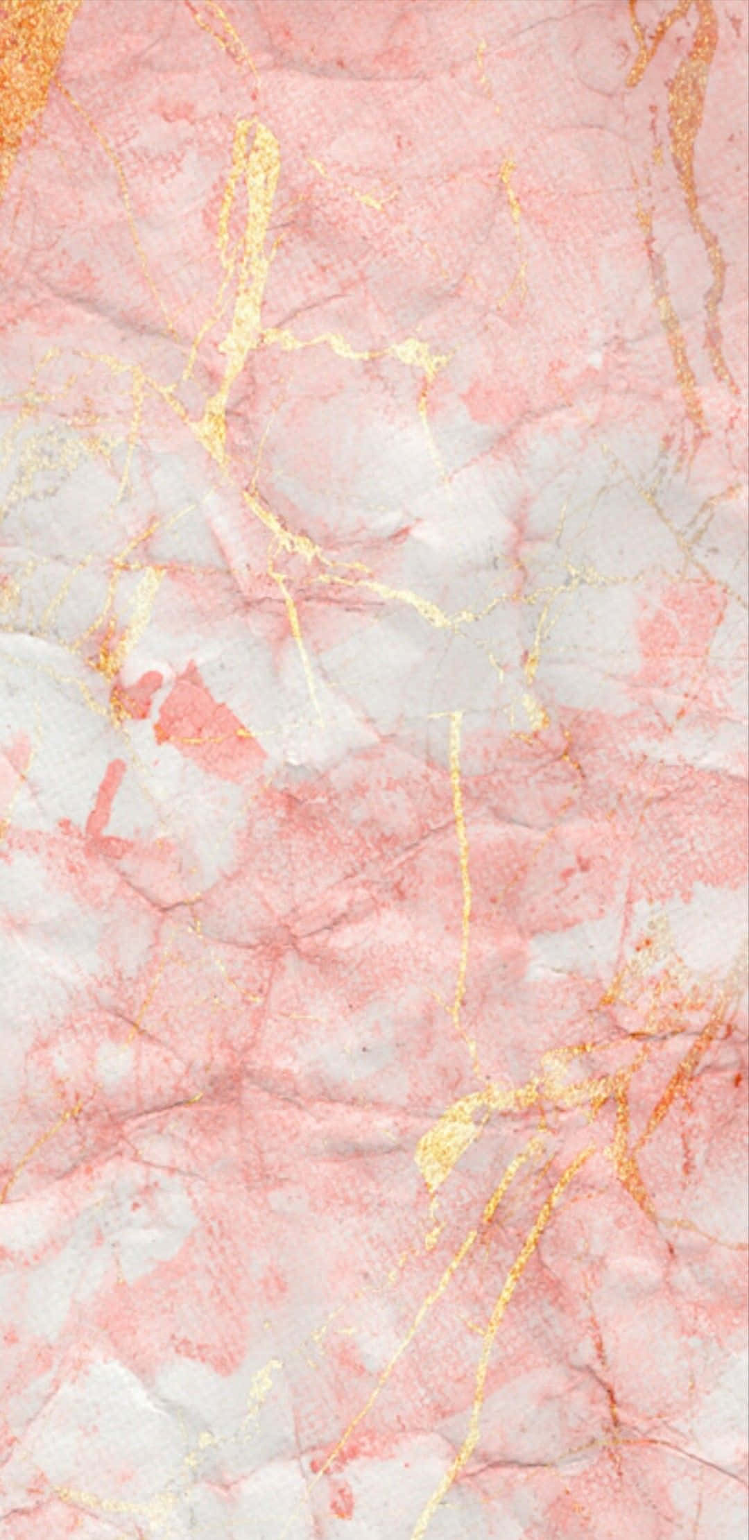 Marble Phone 桌布 壁紙 — 豪華的粉紅色和白色大理石表面，帶有金色紋理和細膩質感。
