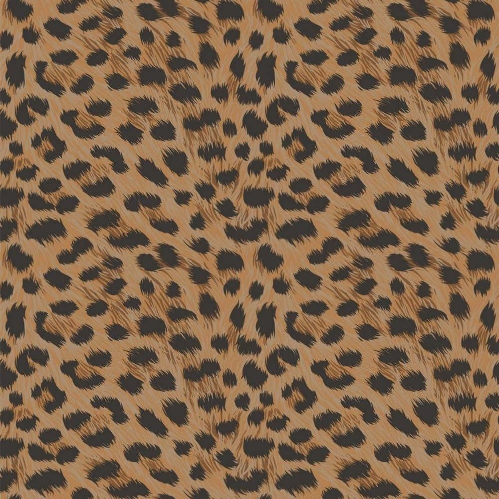 Leopard Pattern 桌布 壁紙 — 豹紋圖案特寫，背景為棕褐色，黑色玫瑰花結圖案位於紋理毛絨表面上。