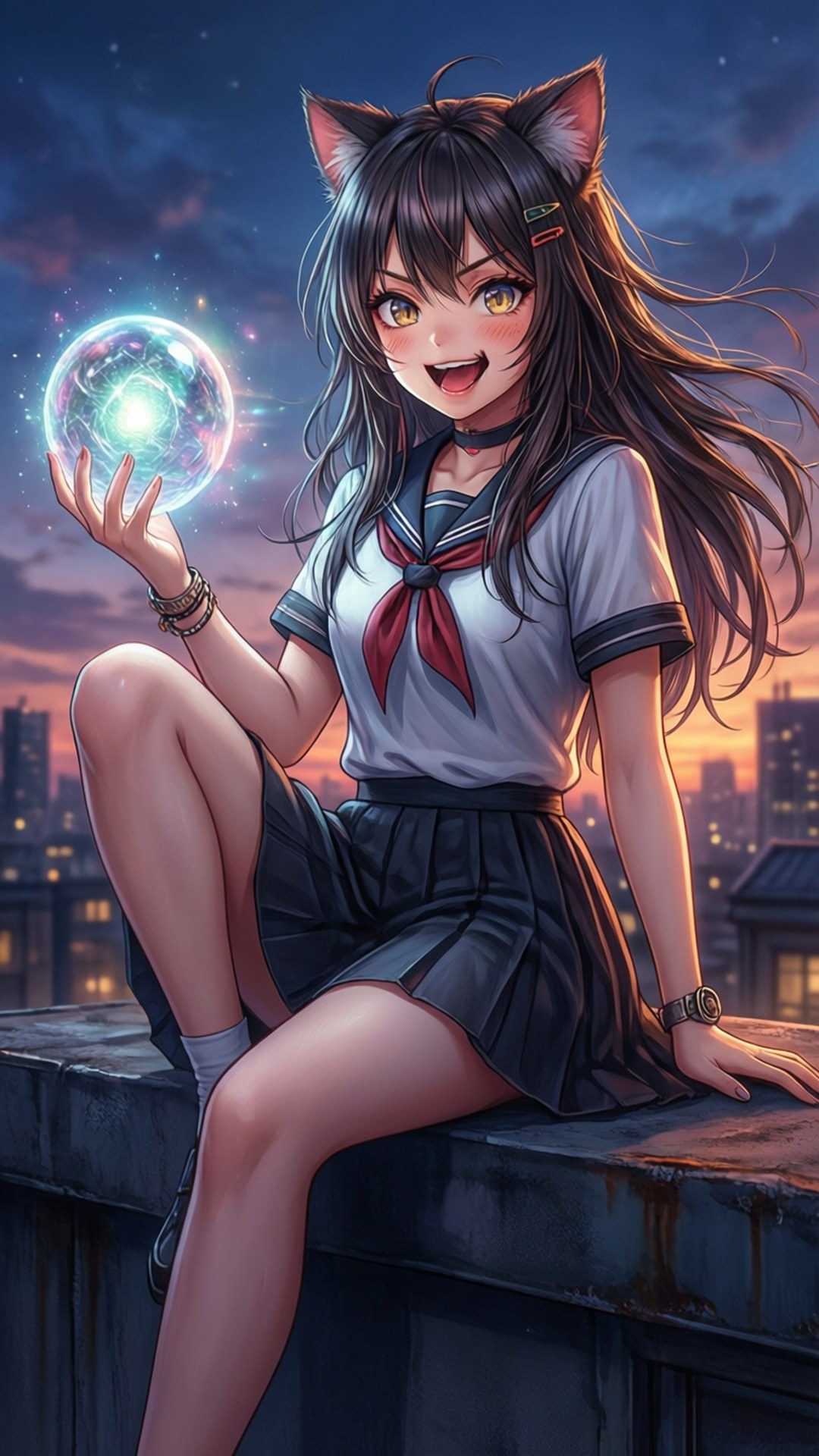 貓娘黃昏 壁紙