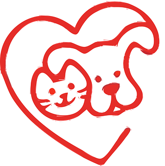 貓狗心形塗鴉壁紙 — 動物 壁紙