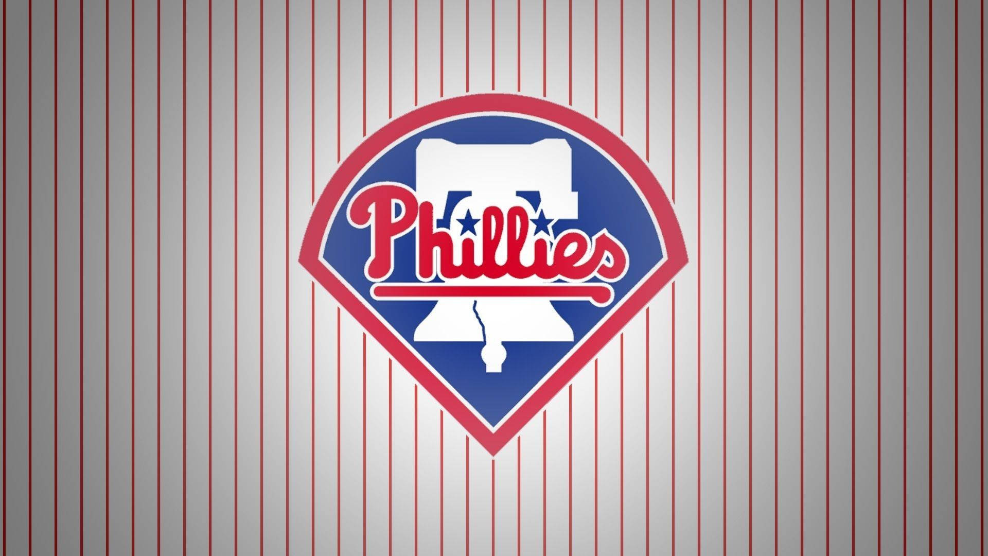 Phillies 桌布 壁紙 — 費城費城人棒球隊標誌居中於紅灰細條紋背景上。