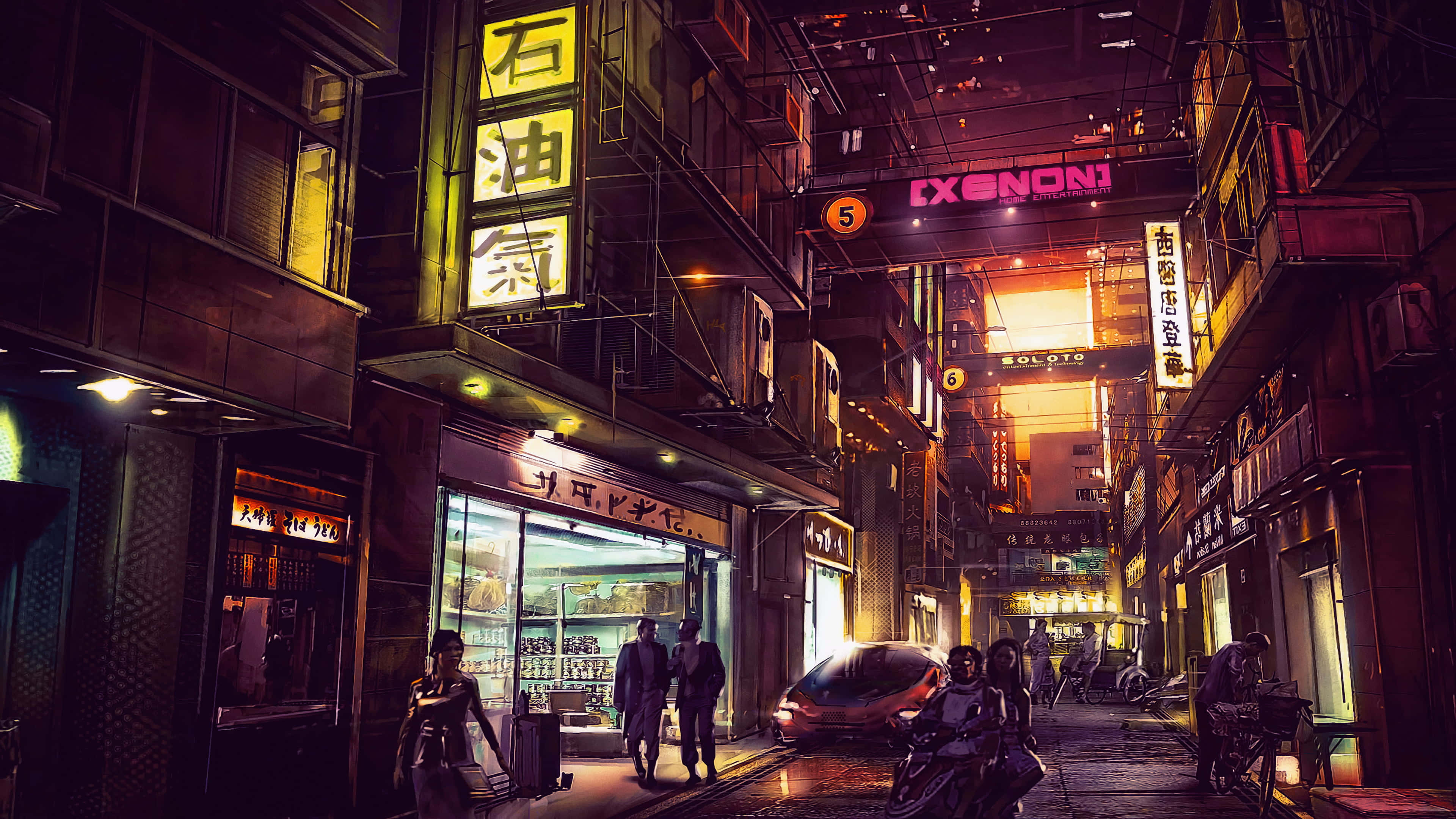 賽博龐克城市在黑夜中的剪影 壁紙