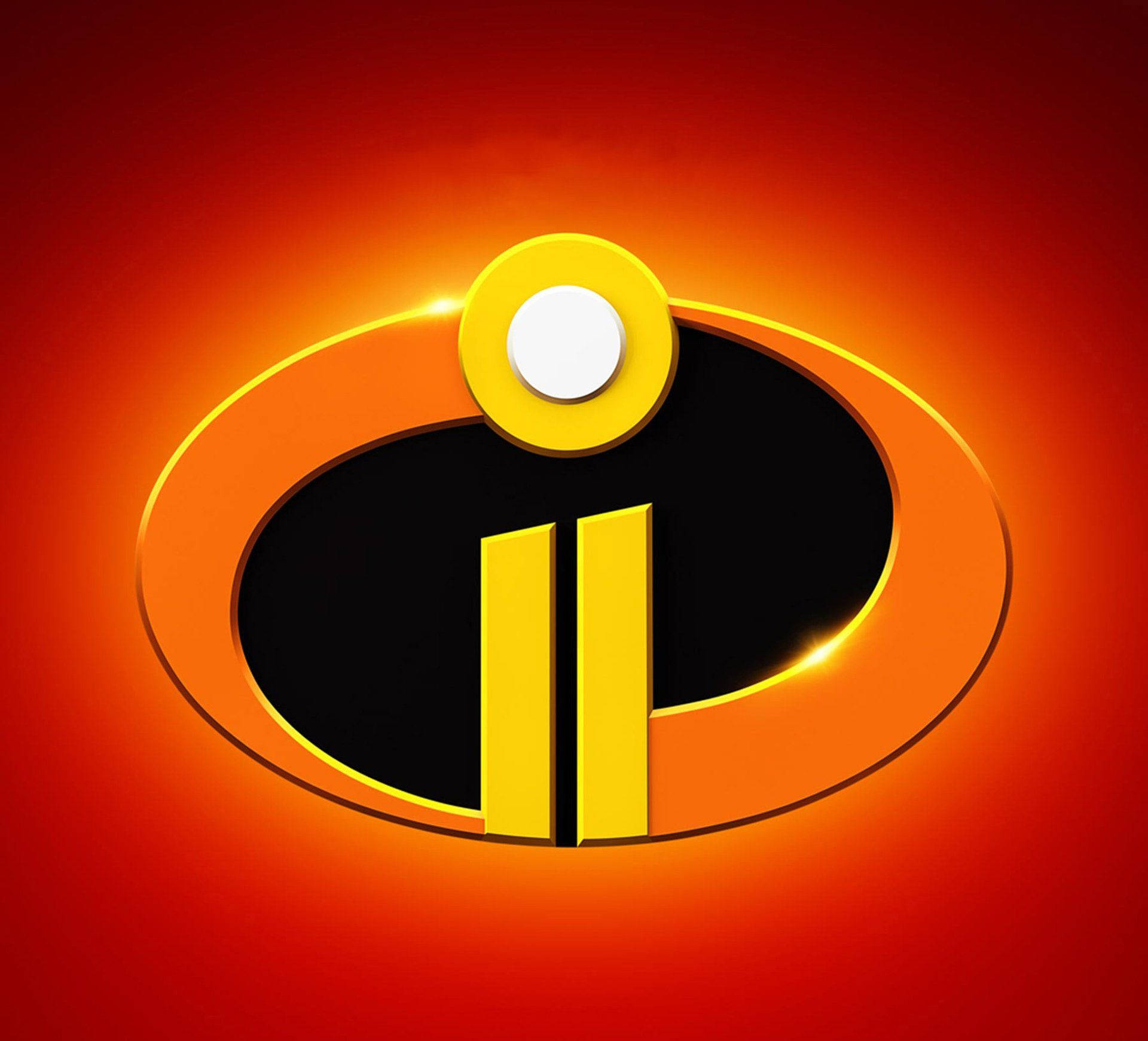 The Incredibles 桌布 壁紙 — 《超人特攻隊》標誌在熾熱的漸變背景上散發出耀眼的橙色和黃色光芒。