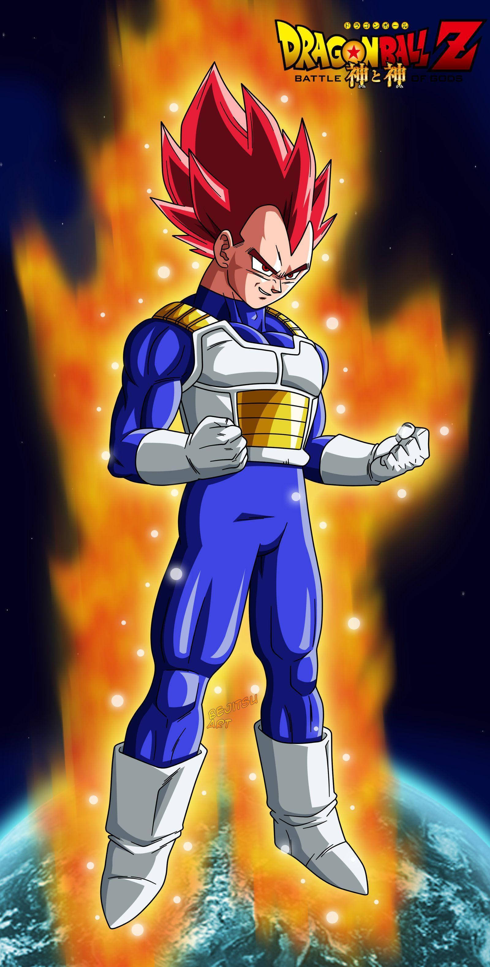 kaioken 桌布 壁紙 — 超級賽亞人神形態的達爾在地球上方的熾熱宇宙背景下強勢站立。