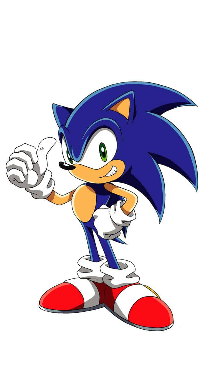 Sonic X 桌布 壁紙 — 超音鼠在純白色背景上以經典卡通風格愉快地豎起大拇指。