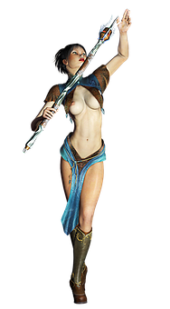 身穿服飾手持杖杖的女子 壁紙