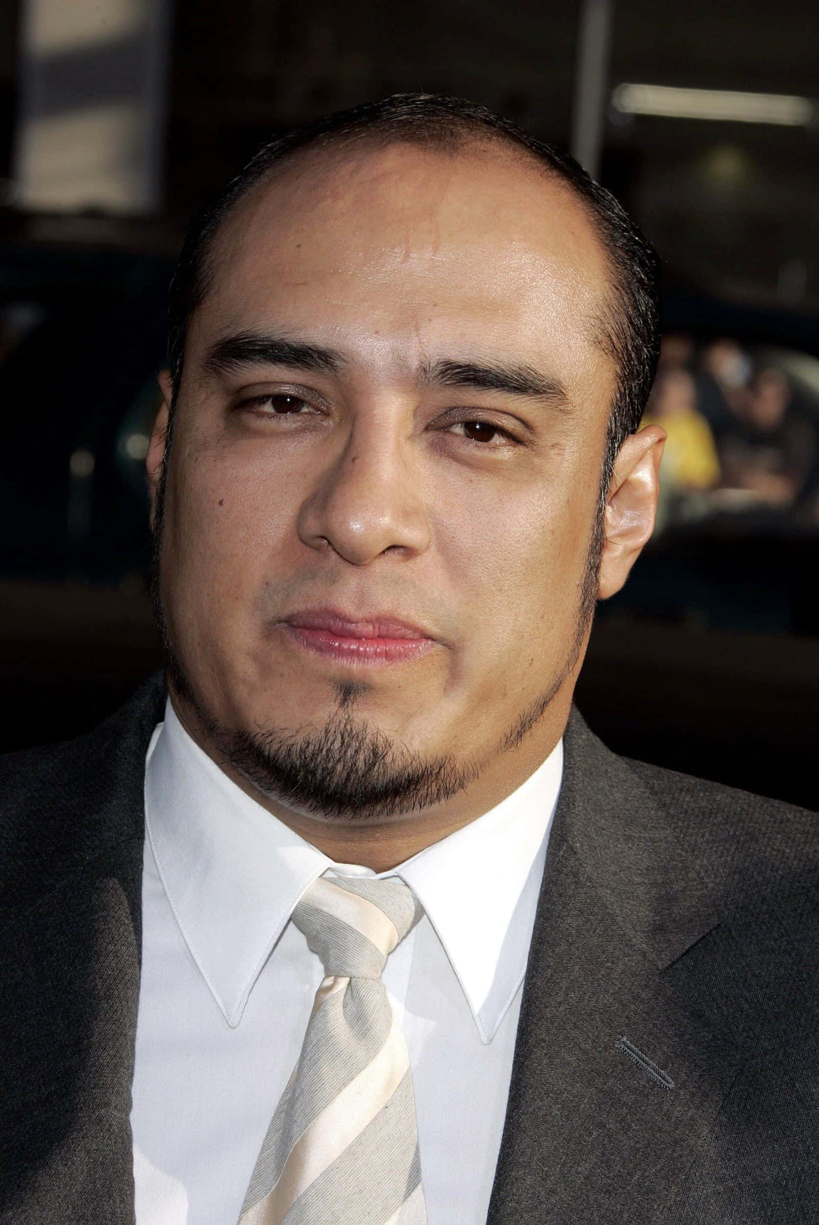 actor 桌布 壁紙 — 身穿灰色西裝和條紋領帶的男士近距離肖像，直視鏡頭，表情中性。