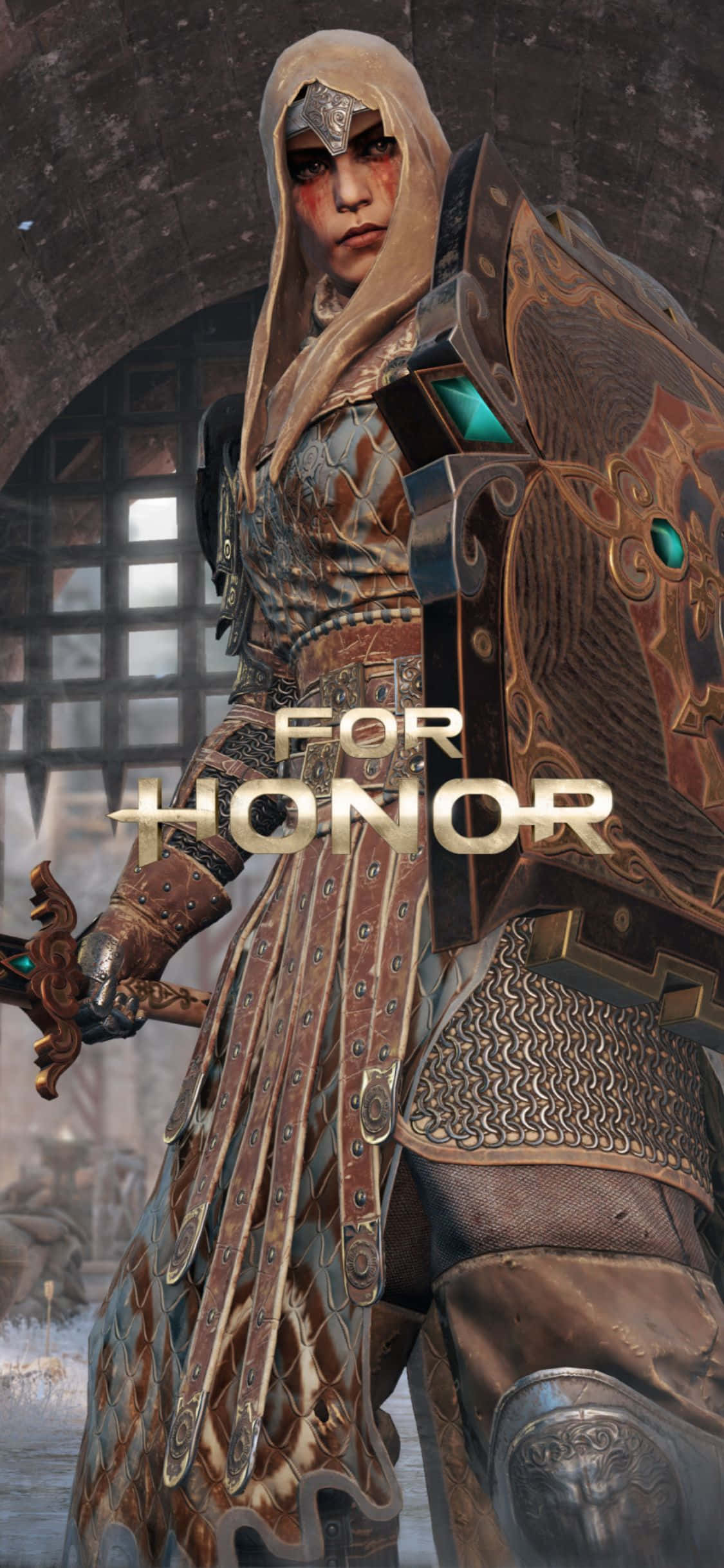 身穿盔甲的女性，搭配文字「for honor」 壁紙