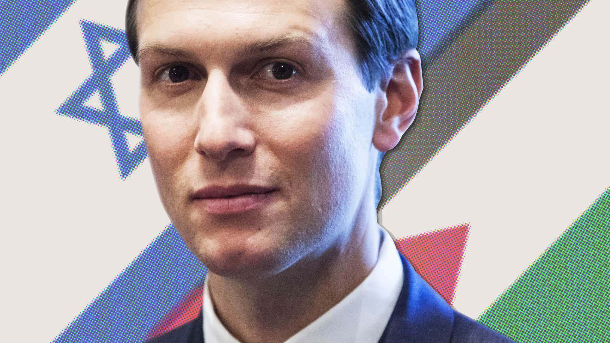 Politics 桌布 壁紙 — 身穿西裝的男士特寫肖像，背景為帶有以色列國旗元素和幾何圖形的風格化背景。