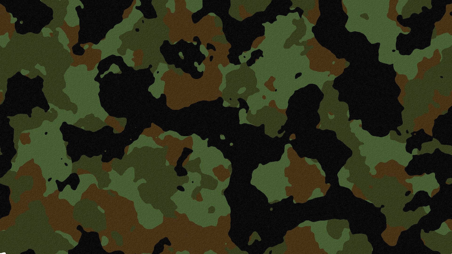軍事動圖 桌布 壁紙 — 軍事迷彩圖案的近距離特寫，帶有醒目的綠色、棕色和黑色斑點以作隱蔽。