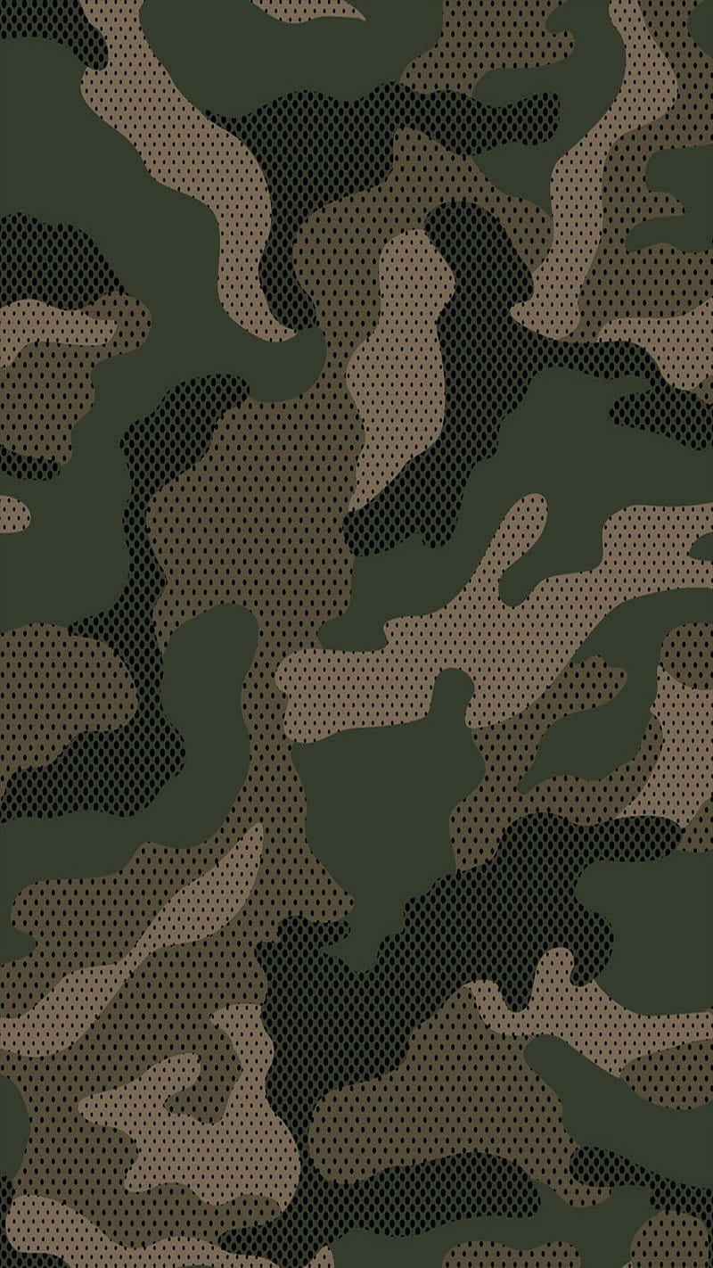 穿孔網格布料紋理上的軍事迷彩圖案。 — 迷彩動態 壁紙