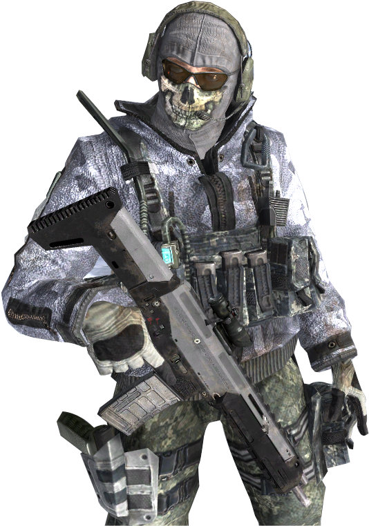 軍事遊戲角色戴骷髏面具持槍
