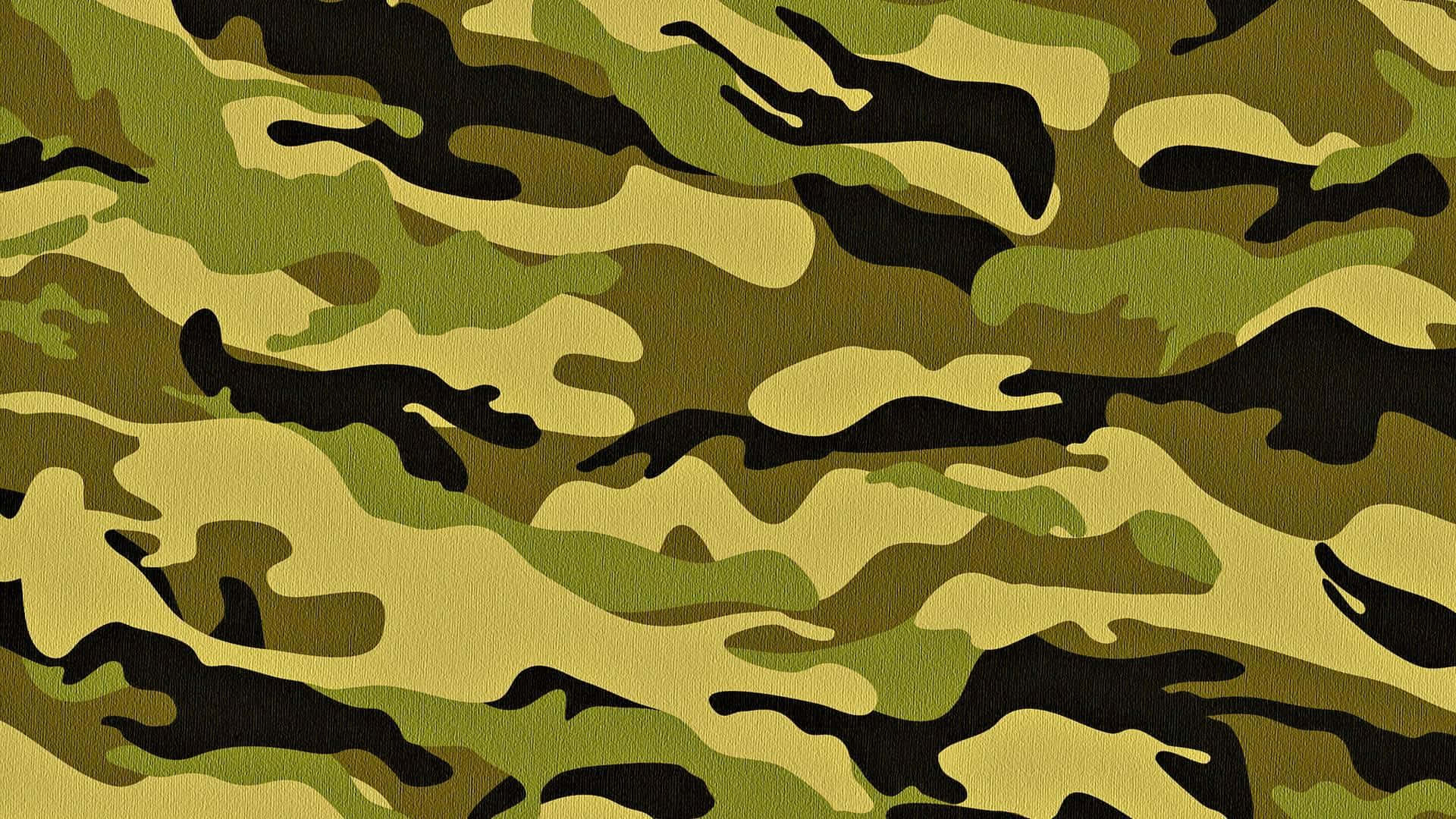 camouflage 桌布 壁紙 — 軍用迷彩圖案的特寫，在紋理布料上有大膽的綠色、米色和黑色斑塊。