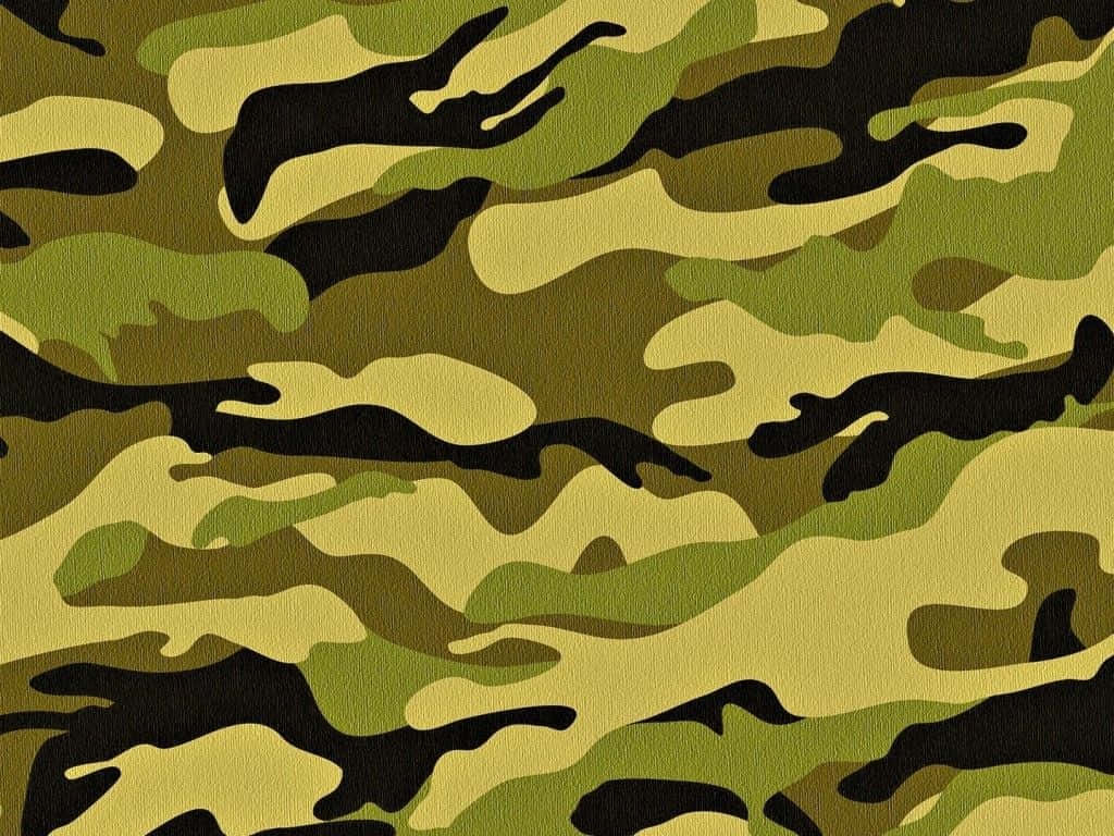 軍用迷彩圖案，在紋理布料上有綠色、黑色和棕褐色斑點。 — 迷彩動態 壁紙