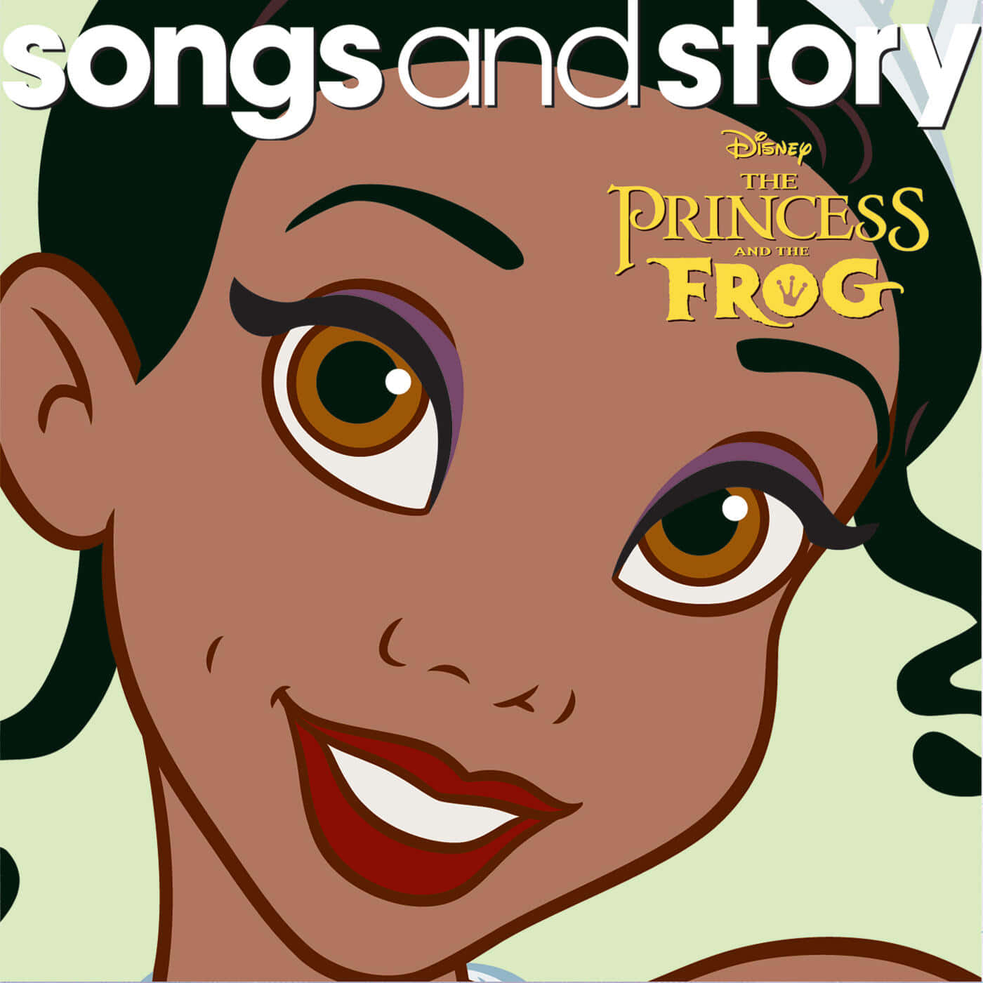 princess and the frog 桌布 壁紙 — 迪士尼《公主與青蛙》中Tiana的特寫，帶著濃郁的紫色眼線和紅唇溫暖微笑。