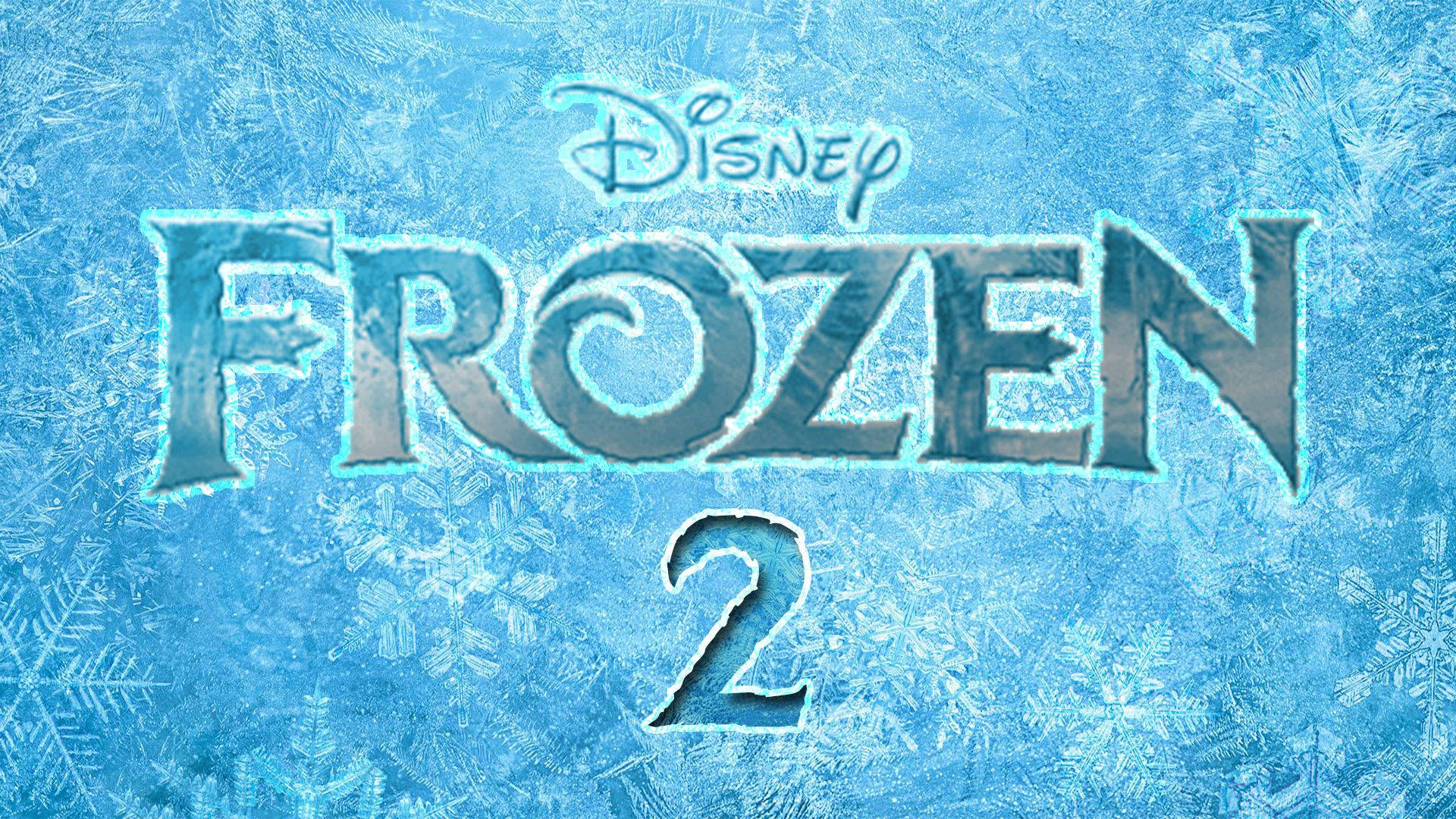 冰雪奇緣2 桌布 壁紙 — 迪士尼《冰雪奇緣2》標題標誌嵌入冰藍色霜凍中，帶有雪花圖案。
