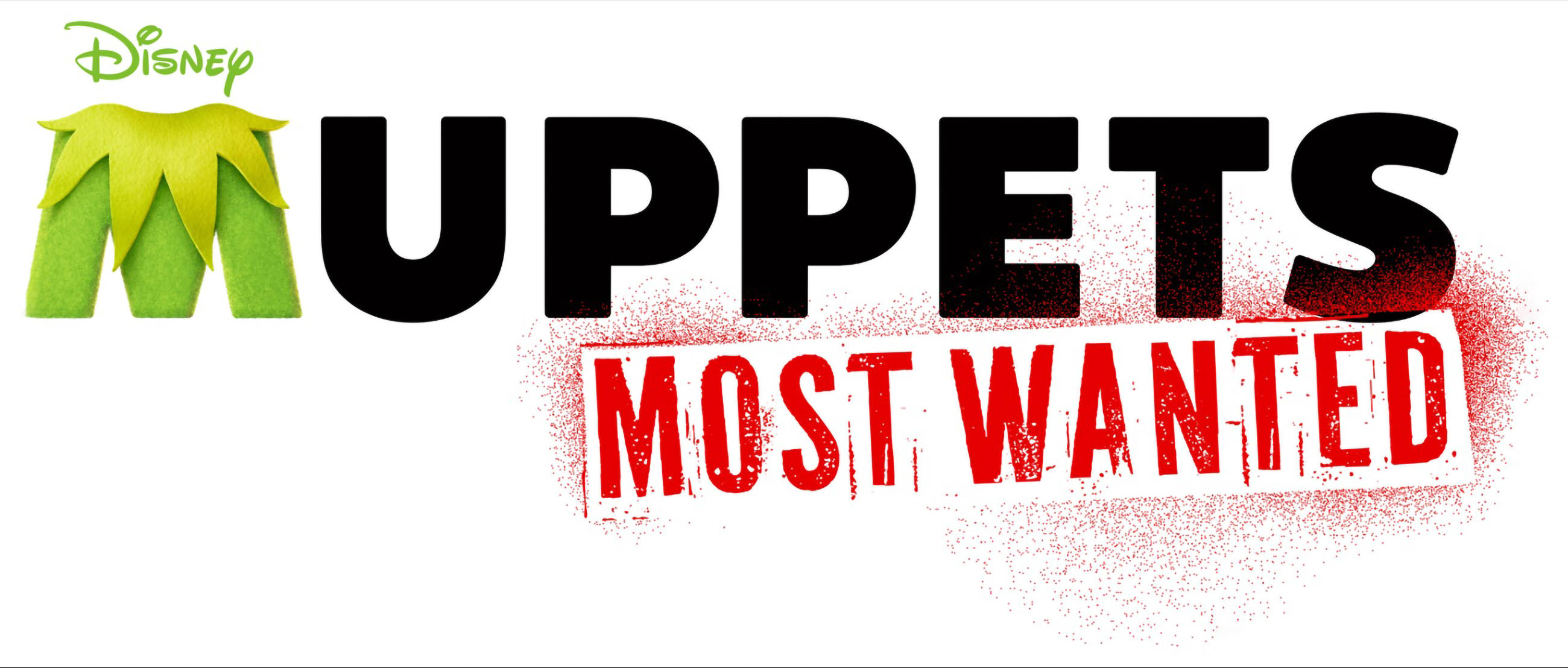 muppets 桌布 壁紙 — 迪士尼《布偶大追捕》標誌，綠色布偶頭，白色背景上粗體紅黑文字。