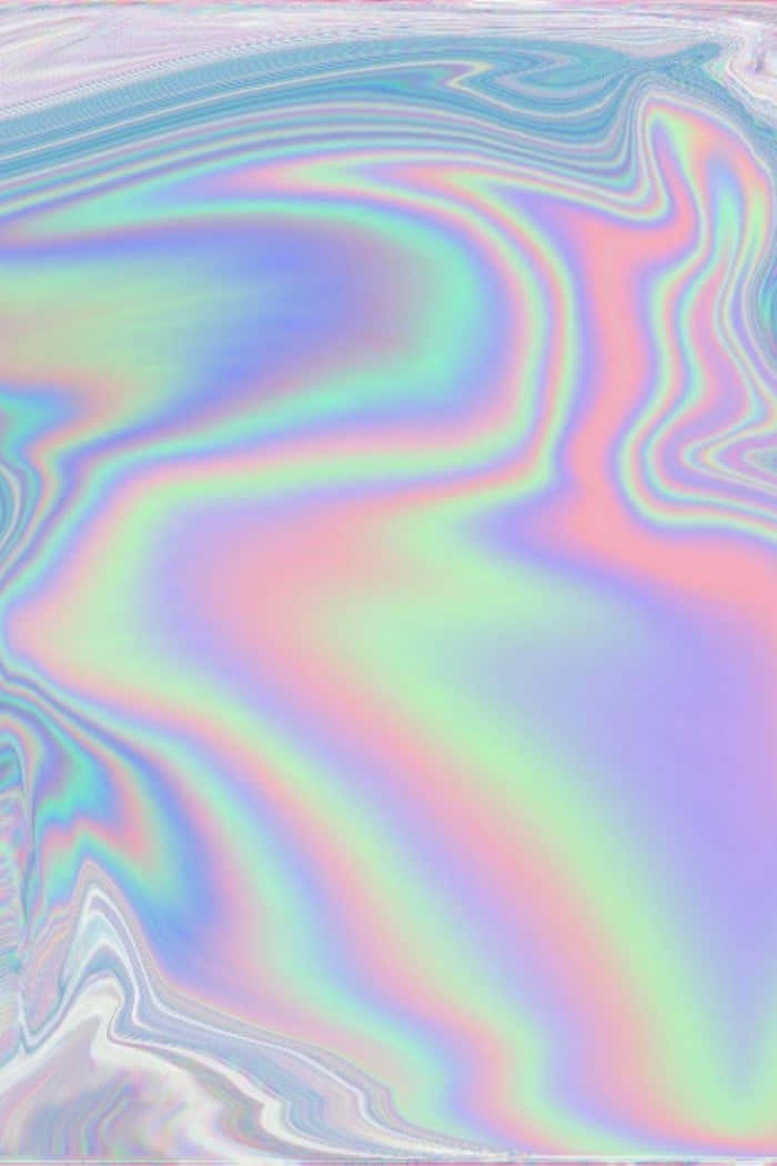 Hologram 桌布 壁紙 — 迷人的彩虹色抽象圖案，帶有流動的柔和彩虹色調波浪在表面閃爍。