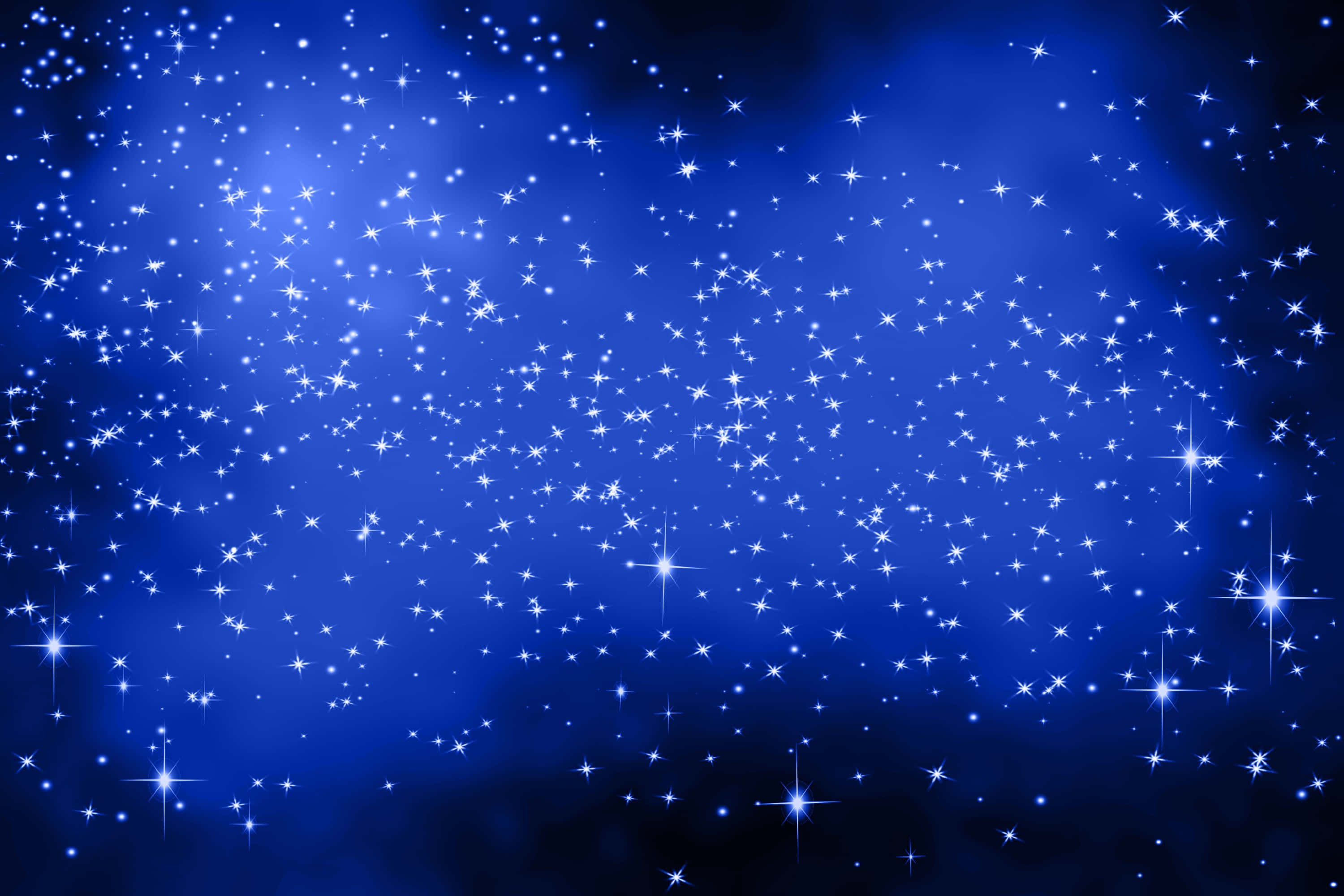 星星動圖 桌布 壁紙 — 迷人的白色星星閃爍在漸變藍色夜空中的領域。