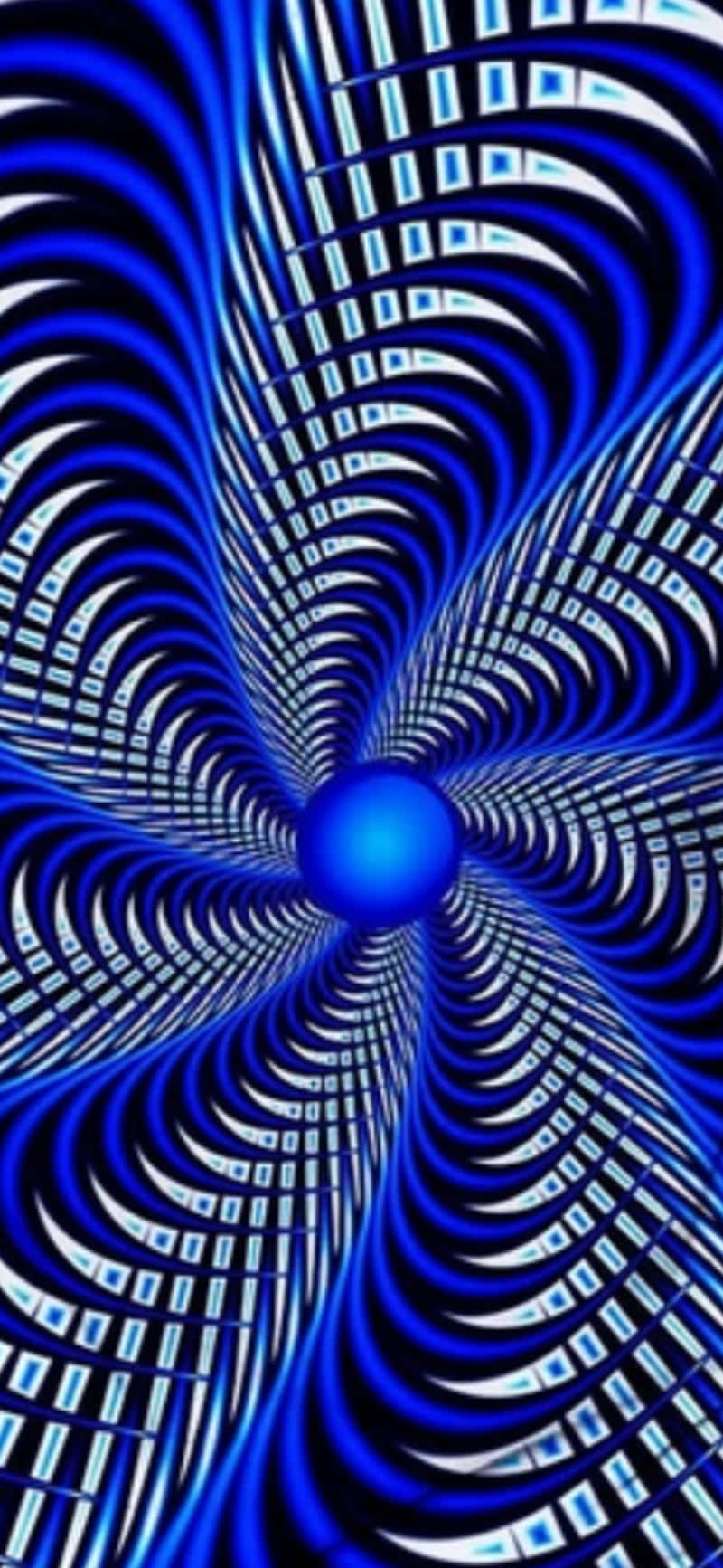 Spiral 桌布 壁紙 — 迷人的藍白錯視效果，螺旋幾何圖案匯聚到發光的中心。