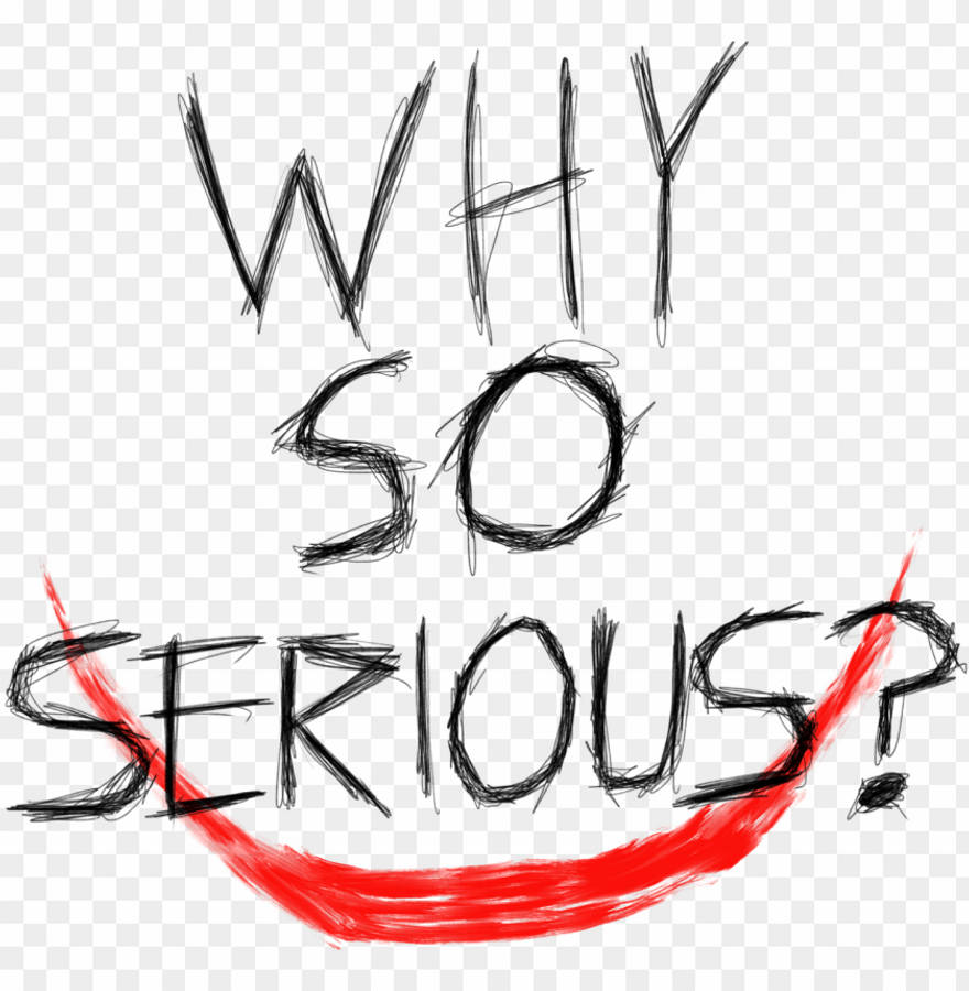 Quote 桌布 壁紙 — 透明背景上黑色塗鴉手繪文字「WHY SO SERIOUS？」及下方紅色微笑。